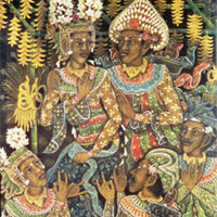 Painting of performers in costume